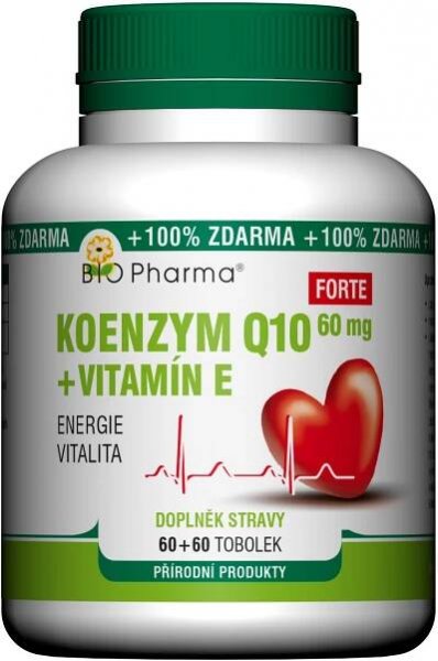 Bio Pharma Koenzym Q10 Forte 60 mg + Vitamín E 120 tobolek