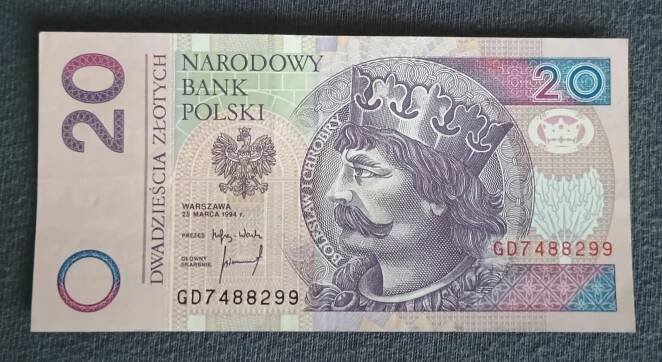 Polsko - 20 Zlotých bankovka, 1994, UNC - Bankovky