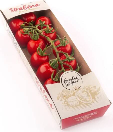 Čerstvě utrženo Cherry rajčata na větvičce Strabena 250 g od 70 Kč