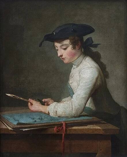 The Draftsman (1737), oil on canvas, 80 x 65 cm., Louvre