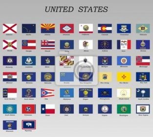 Plakát všechny vlajky států USA