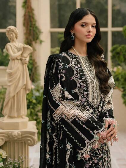 Alternative view of Bin Ilyas Black Luxury Lawn Fareesia Collection Replica