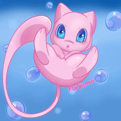 Pokemon Fanart: Kawaii Mew with Bubbles