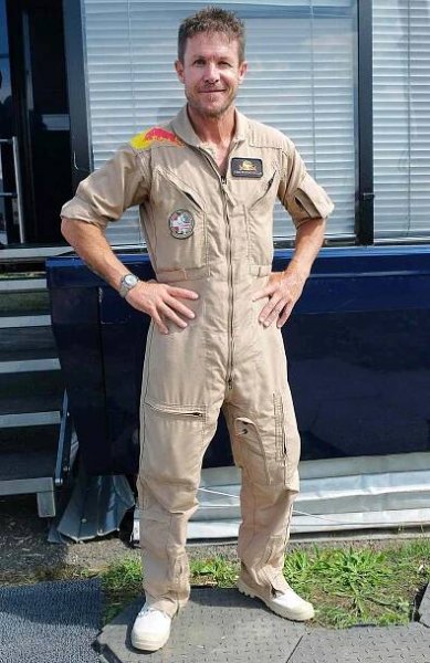 Felix Baumgartner pose during the Airpower 2022 airshow