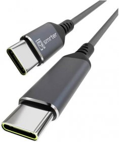 Smrter Kabel USB-C USB 2.0 USB-C ® zástrčka, USB-C ® zástrčka 0.4 m antracitová s funkcí OTG, kulatý, látkový potah SMRTER