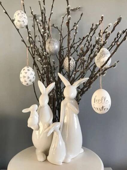 Easter eggs - grey | Easter centerpieces, Easter flower arrangements, Spring easter decor