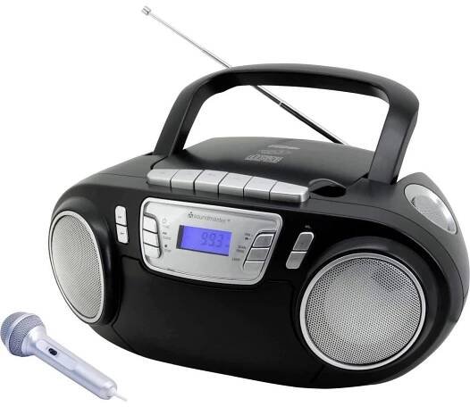 soundmaster SCD5800SW rádio s CD FM USB, kazeta, rádiopřehrávač včetně mikrofonu černá