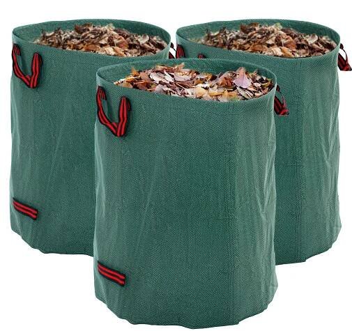 Garden Waste Bags, 300L x 3 Heavy Duty Garden Bags, Foldable and Reusable Waste Sacks with Handles for Loading Leaf, Trash, Debris, Green on Anglia Market