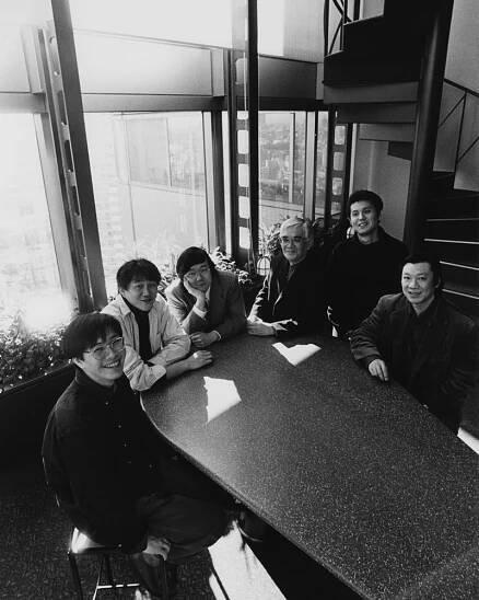 Adobe’s Japanese type team in the early days, pictured from left to right: Yutaka Ozawa, Masataka Hattori, Taro Yamamoto, Masahiko Kozuka, Isao Suzuki, and the late Akihiko Yamamoto. ASJ offices, Yebisu, Tokyo.