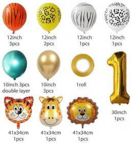 Sada balónků z džungle Latexový balónek 32palcový zlatý balónek s čísly Dětská narozeninová párty