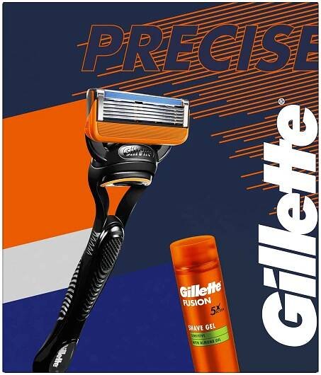 Gillette Fusion Holiaci strojček + 1 náhradná hlavica + Fusion Sensitive gel 200ml 3 ks