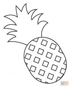 Emoji ananasu omalovánka | Omalovánky k Vytisknutí Zdarma