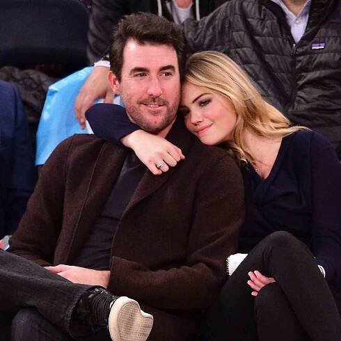 Justin Verlander and Kate Upton attend the Orlando Magic vs New York Knicks game at Madison Square Garden on November 12, 2014 in New York City
