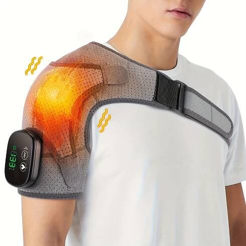 Wireless Heating Shoulder Wrap And Massager - 3 Heat/3 Vibration Settings, Adjustable Straps, Suitable for Shoulders And Knees, Portable Shoulder Heat