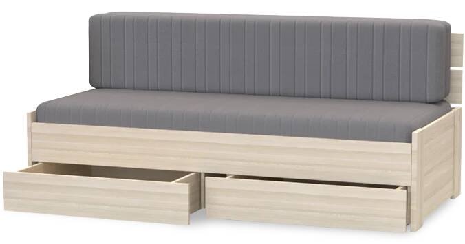 NÁBYTEK MIKULÍK s.r.o. EDEN 2 - Rozkládací postel rovná 90/170 x 200 - se zásuvkami Dekor: olše, Varianta: včetně lamelového