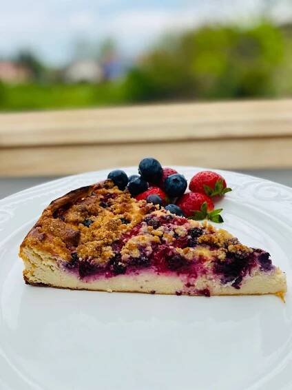 Recept na Borůvkový koláč s drobenkou - bez mouky