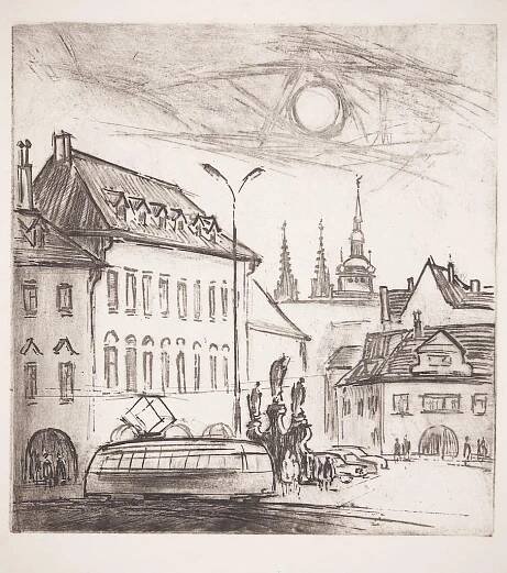 Praha Pohořelec, lept , (1950) - Staré mapy a veduty
