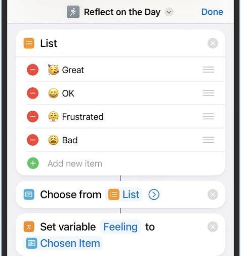 The iOS shortcut that lets you reflect on your day.