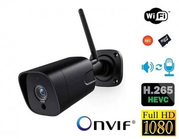 Venkovní Wi-Fi IP kamera s přenosem zvuku FullHD 2.0Mpx H.265 ONVIF slot na SD karty pro záznam AUDIO