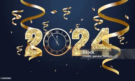 2024 Šťastný nový rok Design pozadí. Přání, banner, plakát. Vektorová ilustrace. - Bez autorských poplatků Silvestr vektorové obrázky