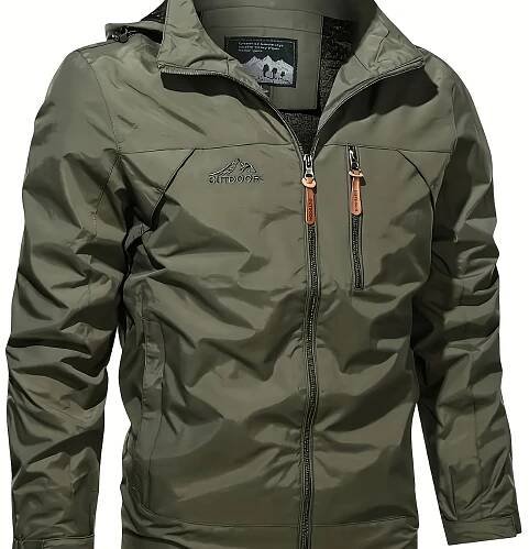 *'s Windproof Hooded Jacket - Casual Nylon Outdoor Mountaineering Coat, Long Sleeve, Machine Washable