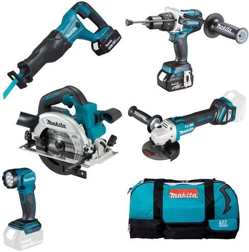 MAKITA DLX5067TX1 Aku sada DHP481+DJR186Z+DGA513Z+DHS661Z+DEADML815 Li-ion LXT 18V (2xBL1850B+DC18RD)