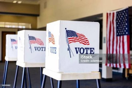 Prázdné volební místnosti v den voleb - Bez autorských poplatků Hlasování Stock fotka