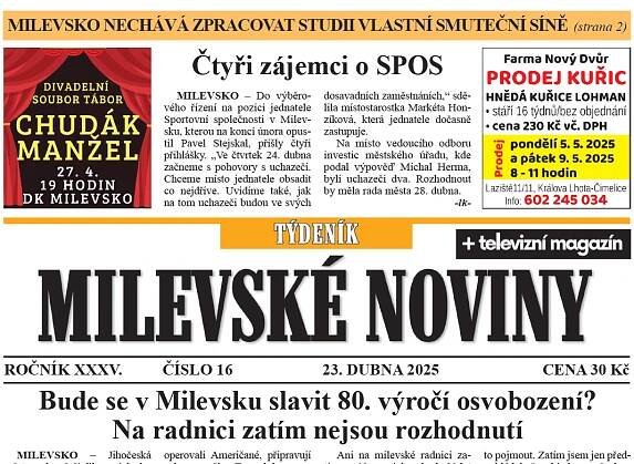 Milevské noviny nesou čerstvé zprávy z regionu