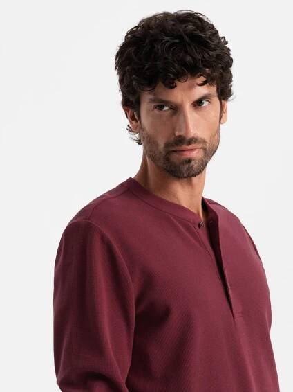 Pánské triko s dlouhým rukávem OMBRE OM-LSCL-0120 MAROON velikost: L : ALTISPORT.cz