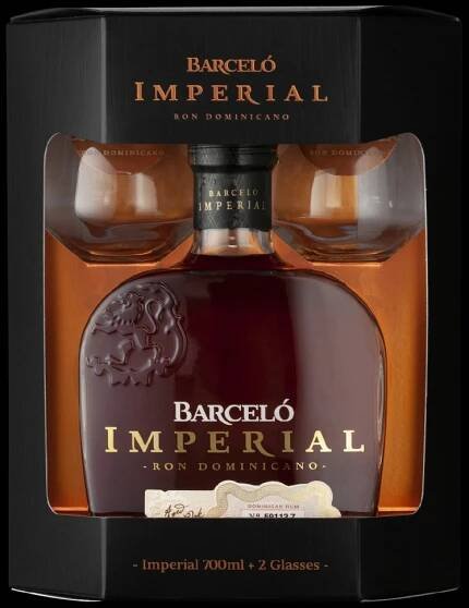 Ron Barceló Imperial 38% 0,7 l (dárkové balení 2 sklenice)