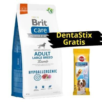 BRIT CARE Dog Hypoallergenic Adult Large Breed Lamb 12kg + DentaStix GRATIS