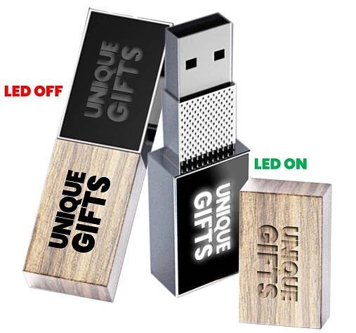 USB 2.0/3.0 flash disk s dřevěnou nebo bambusovou krytkou, s LED logem | Société s.r.o.