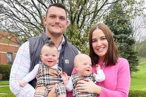 Ryan and Emma Kelly Celebrate Easter with Twin Sons Duke and Ford Decked Out in Matching Burberry Overalls