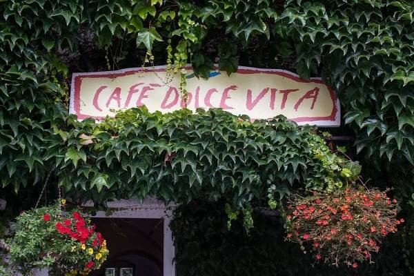 Image of Cafe Dolce Vita sign Mikulov Czech Republic