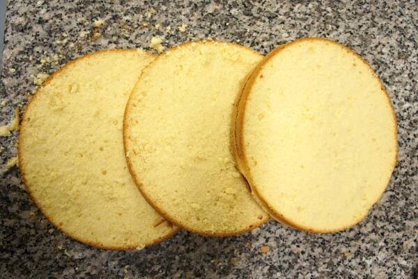 three slices of bread sitting on top of a counter