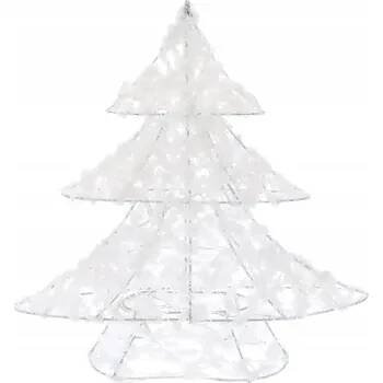 Vánoční dekorace Bílý vánoční stromek svítící LED dekorace figurka pod vánoční stromeček 30 cm