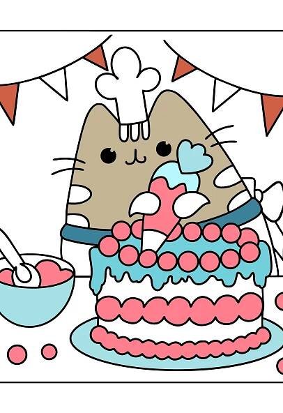 Omalovánka Pusheen narozeniny - Omalovánky pro děti