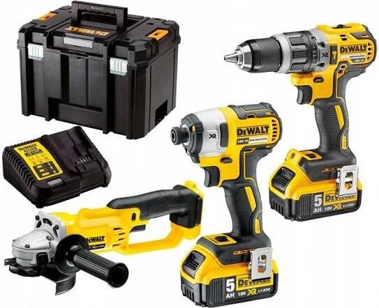 DeWALT DCK383P2T aku kombo sada DCD796+DCF887+DCG412 18V XR 2x5,0Ah TStak