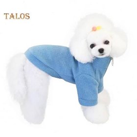 TALOS Zimní teplý měkký tenký zip s výstřihem psí svetr pro štěně Pletené oblečení Domácí zvířata Oblečení