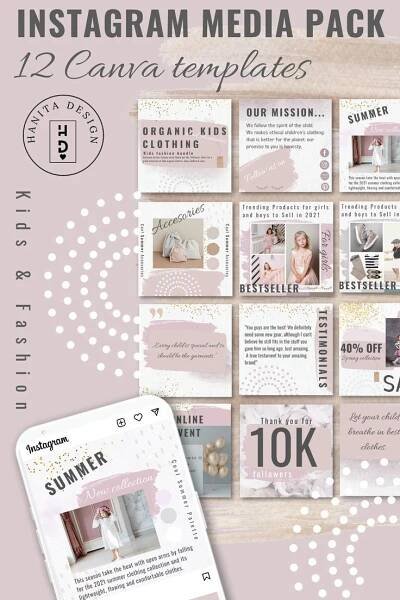 the instagramm media pack includes 12 camera templates and 10x10 photos