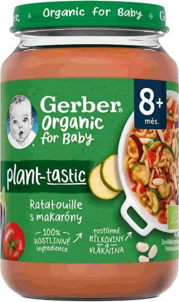 Gerber Organic for baby 100% rostlinný příkrm Ratatouille s makaróny 8m+ 190g