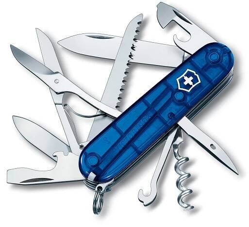 Nůž Victorinox Huntsman Blue Transparent - HodinkyWenger.cz - Autorizovaný prodejce a specialista