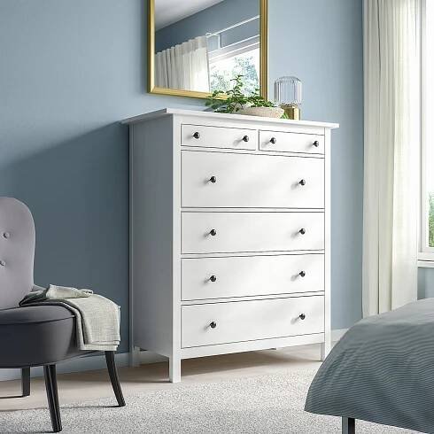 HEMNES Komoda se 6 zásuvkami - bílé mořidlo 108x131 cm