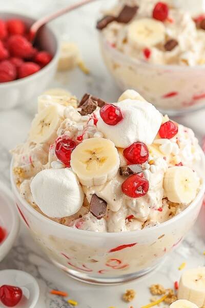 Creamy Banana Split Fluff Salad