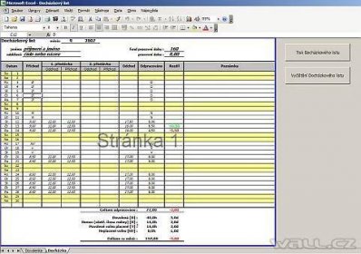 Excel - Docházkový list