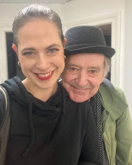 Father and daughter after a performance of Der Messias at the Deutsches Schauspielhaus in Hamburg in 2024
