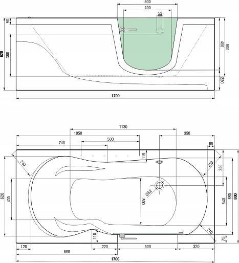 Nízká vana s otevíracími dveřmi pro seniory se zdravotním postižením 170x80 Stav balení originální