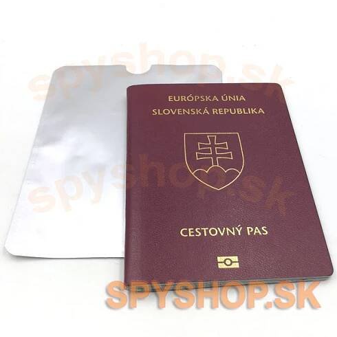 Ochranný bezpečnostný obal pre biometrický pas s bezkontaktným čipom.