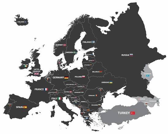 Jednoduchá mapa evropských států