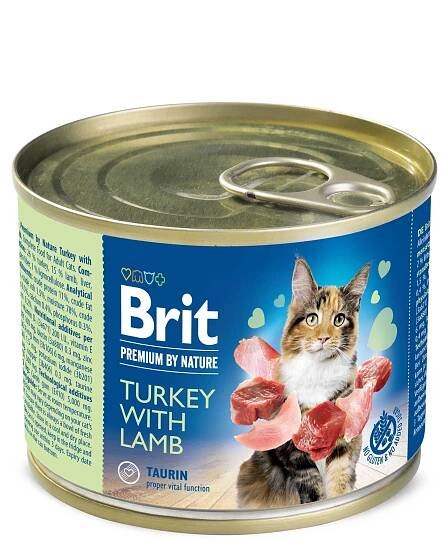 Brit Premium Cat konzerva Turkey&Lamb 200g - krocan a jehně